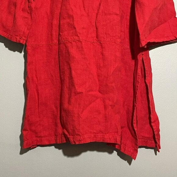 Bryn Walker Linen Blouse Tunic Women Size S Loose Lagenlook Red Beach Relax Boho - Picture 3 of 12